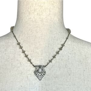 Vintage Art Deco Necklace Antique Statement Piece Center Rhinestone Shoe Clip